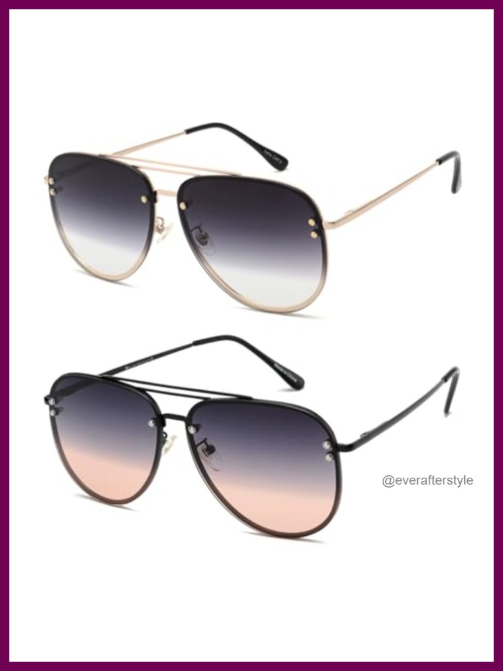 Oversized Aviator Sunglasses Metal Frame Gradient UV400 Lens for Women